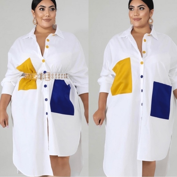 Plus Size Color Block Pocket Dress - Picture 4 of 4